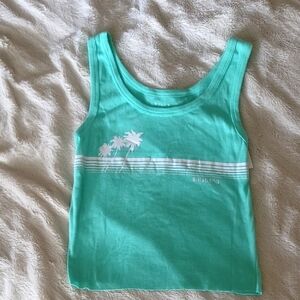 Billabong Aqua Cropped Tank Surfer Girl Palm Tree Summer Size Medium